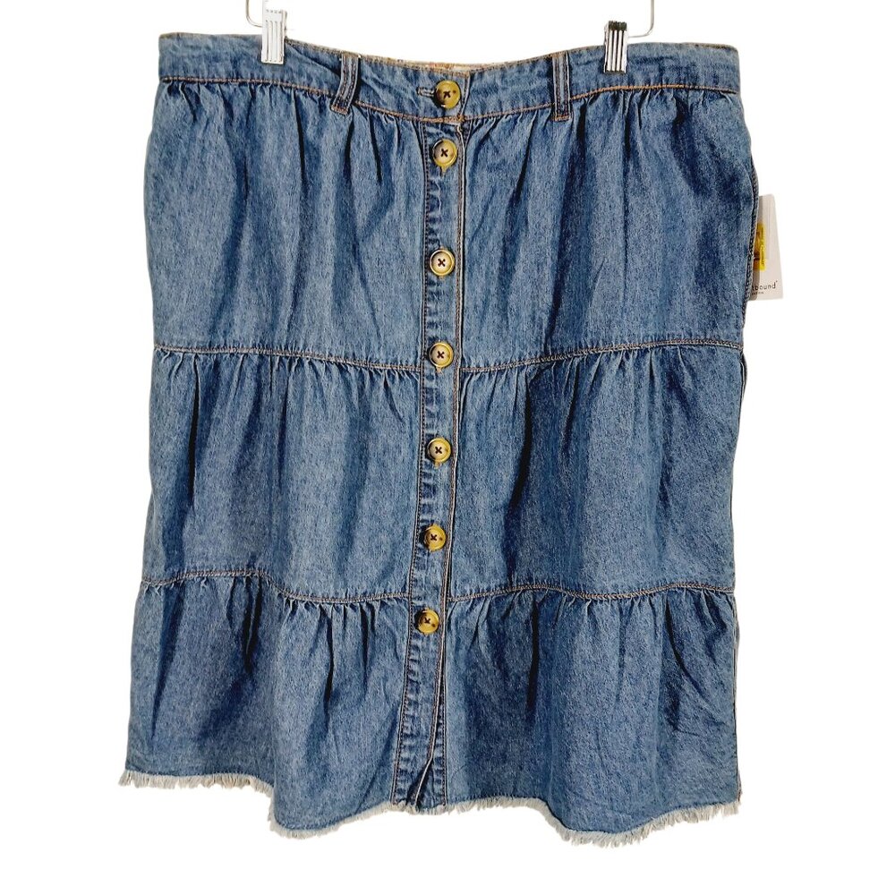 Westbound, NWT, Button Front Denim Tiered Skirt, Size PL, Country, Western - Picture 3 of 15